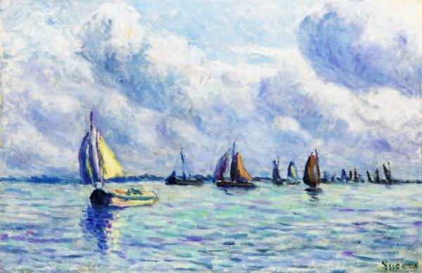 Boats On The Meuse At Rotterdam by Maximilien Luce