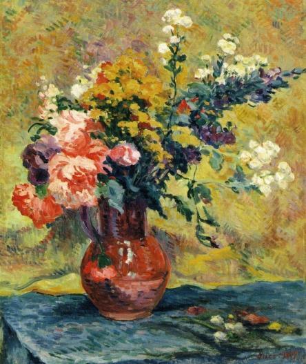 Bouquet Of Flowers In A Vase by Maximilien Luce