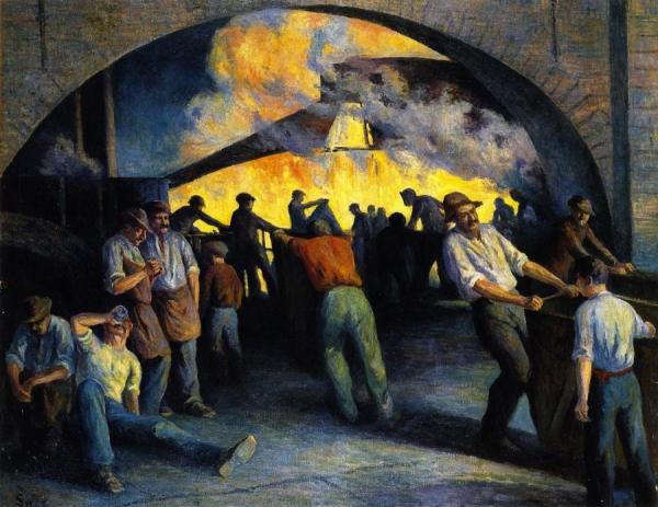 Foundry In Charleroi, Casting by Maximilien Luce