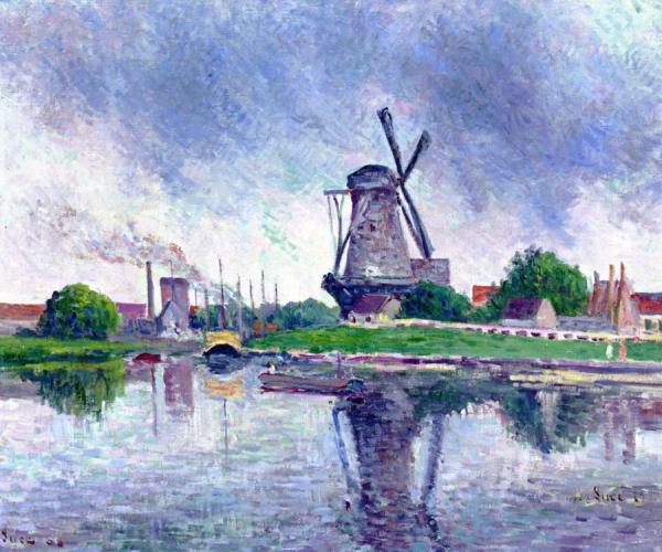 Holland, Windmill Near The Canal by Maximilien Luce