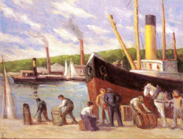 Honfleur, Tugboats At The Dock by Maximilien Luce