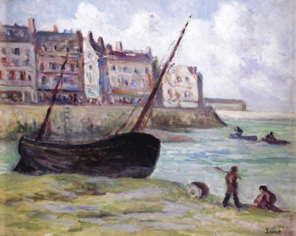 Le Treport, Beached Fishing Boat by Maximilien Luce