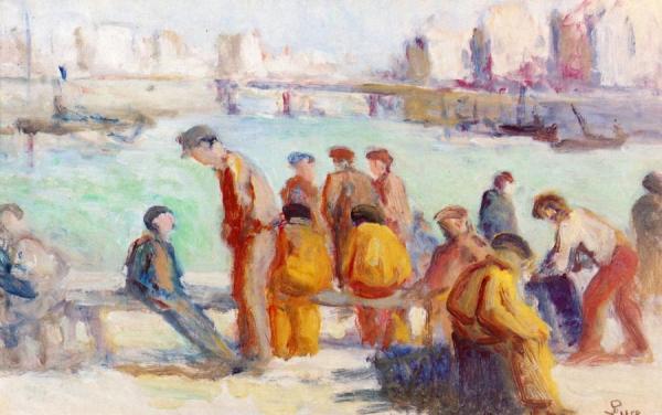 Le Tréport, Fishermen On The Quay by Maximilien Luce