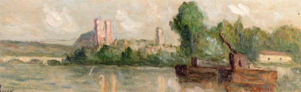 Mantes, The Church And The Tour Saint-maclou by Maximilien Luce