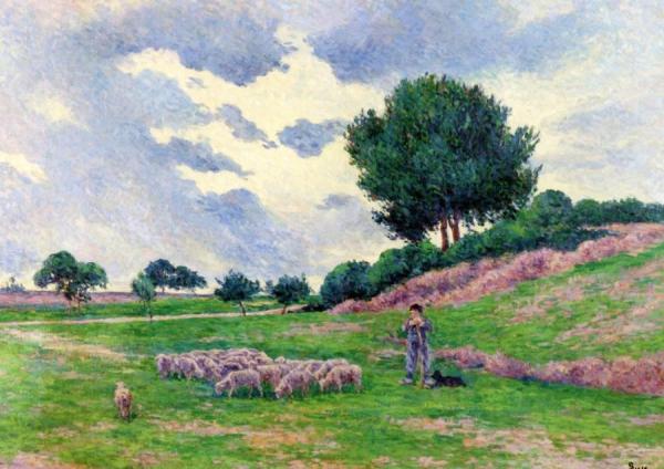 Méréville, A Flock Of Sheep by Maximilien Luce