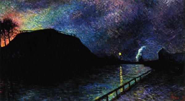 Moonlight On Charleroi Canal by Maximilien Luce