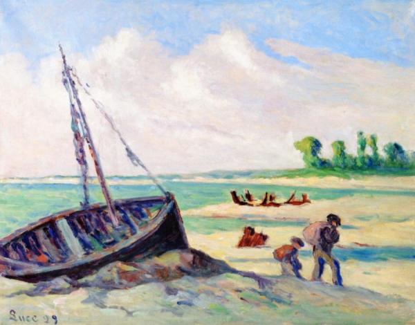 Near Treport, Beached Boat by Maximilien Luce