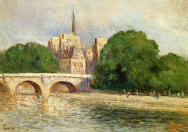 Paris, Notre Dame, The Seine And The Verdant Green by Maximilien Luce
