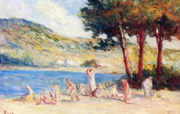 Rolleboise, Bathers On The Banks Of The Seine by Maximilien Luce