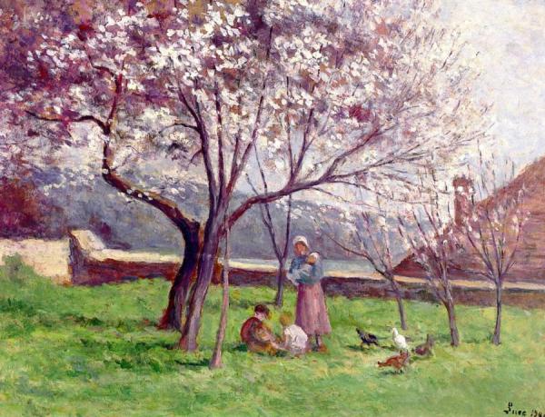 Rolleboise, Garden In Spring by Maximilien Luce