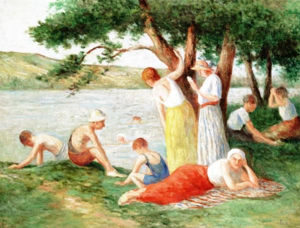 Rolleboise, Swimming by Maximilien Luce