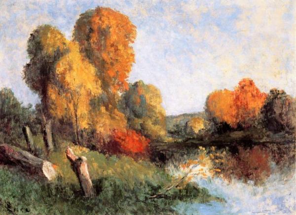 Rolleboise, The Seine In Autumn by Maximilien Luce