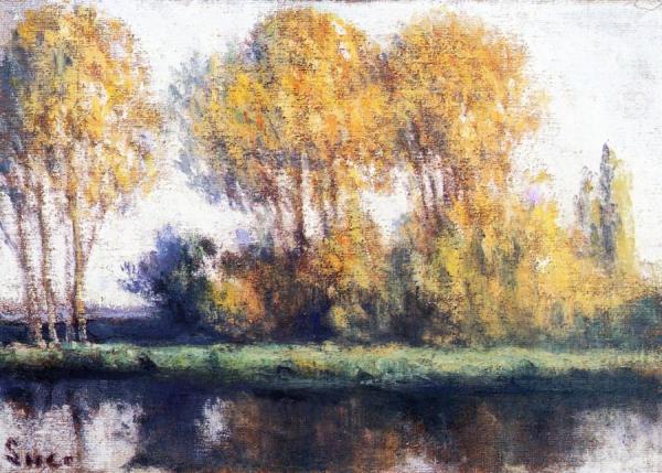 Rolleboise, Trees On The Banks Of The River by Maximilien Luce