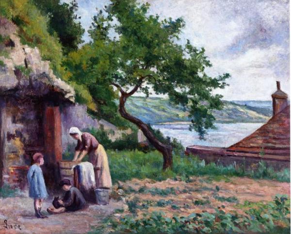 Rolleboise, Washing In The Luce Garden by Maximilien Luce