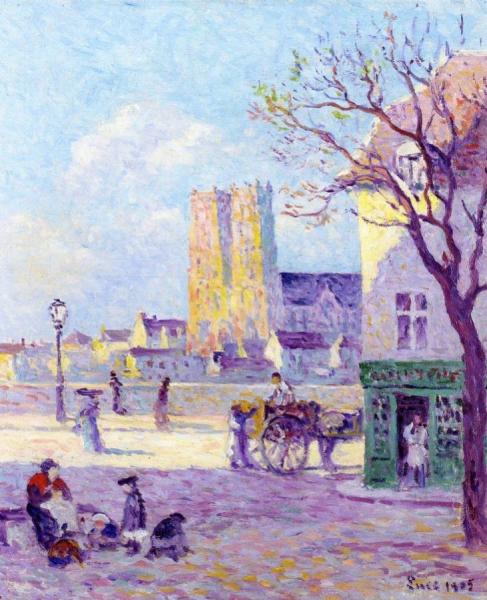 Sainte Croix Cathedral, Rue De La Place De La Bascule In Orleans by Maximilien Luce