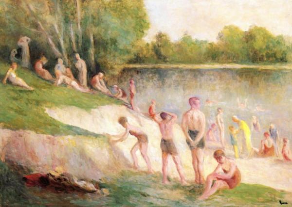 Swimming At Méricourt by Maximilien Luce