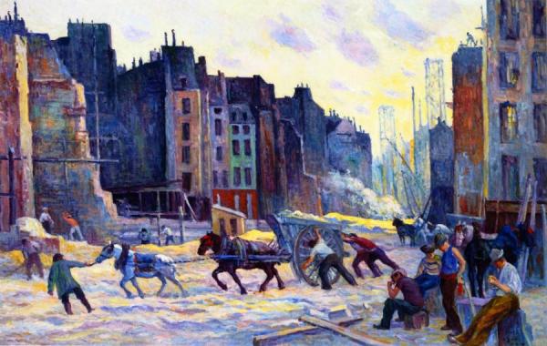 The Construction Of The Rue Réaumur, Paris by Maximilien Luce