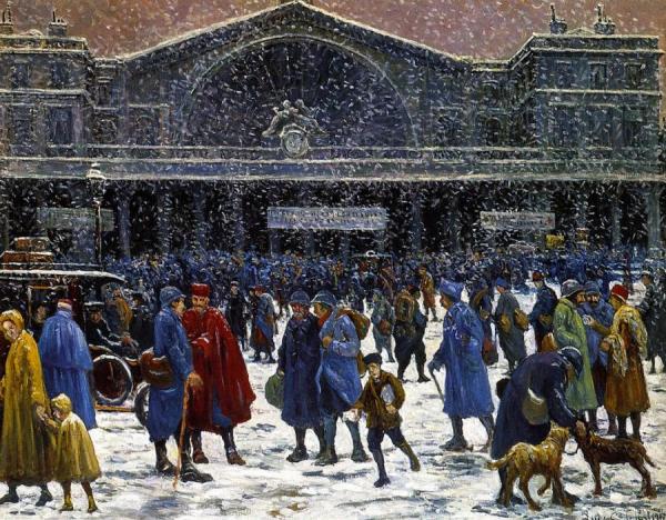 The Gare De L'est In Snow by Maximilien Luce