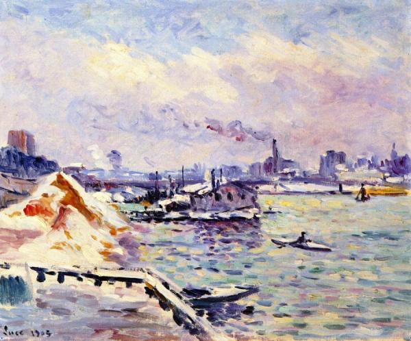 The River In Winter, Quai De Javel (study) by Maximilien Luce