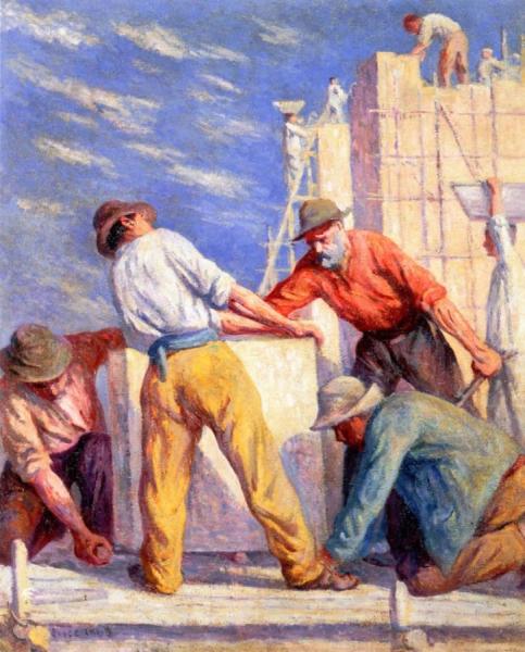 Maximilien Luce Workers On A Construction Site