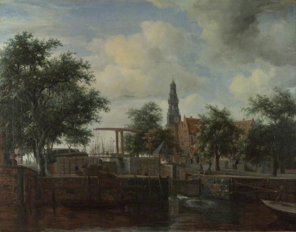 The Haalem Lock, Amsterdam by Meindert Hobbema