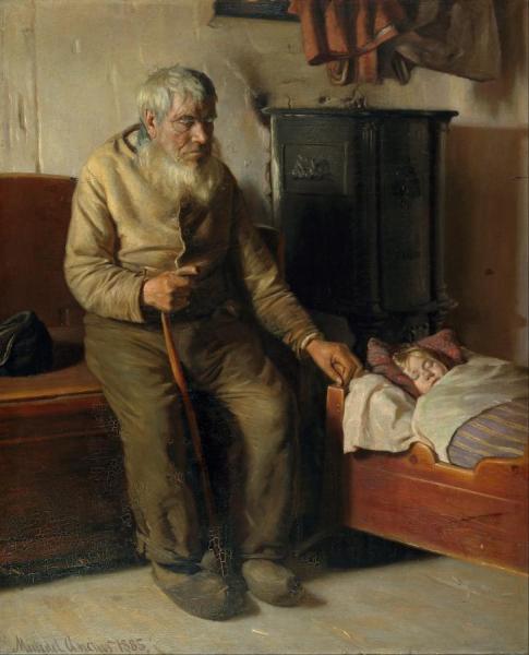 Blind Kristian Minding A Child by Michael Ancher Oil Painting Reproductions