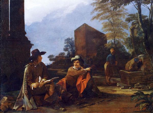 Artists Resting By A Fountain by Michael Sweerts Oil Painting Reproductions