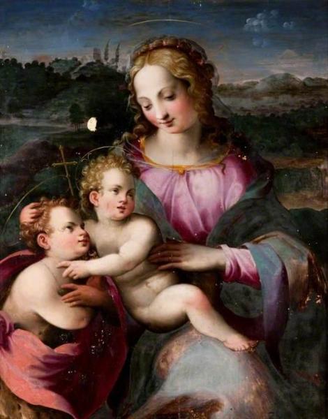Virgin And Child With The Child Baptist by Michele Tosini