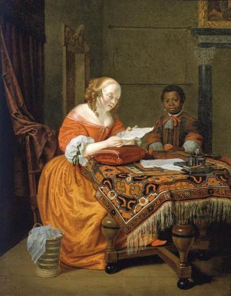 A Young Girl At A Table by Michiel Van Musscher