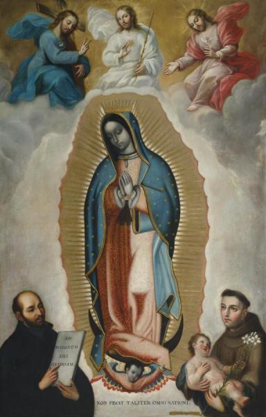 PresentaciÓn De La Virgen De Guadalupe Con La SantÍsima Trinidad, San Ignacio De Loyola Y San Antonio Como Testigos, 1767 by Miguel Cabrera