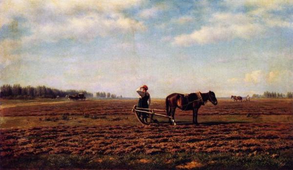 In The Plowed Field by Mikhail Konstantinovich Klodt