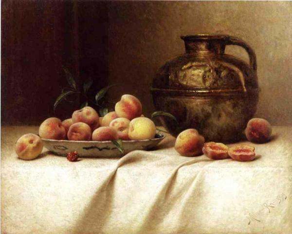 Peaches And Brass Jug by Milne Ramsey Oil Painting Reproductions