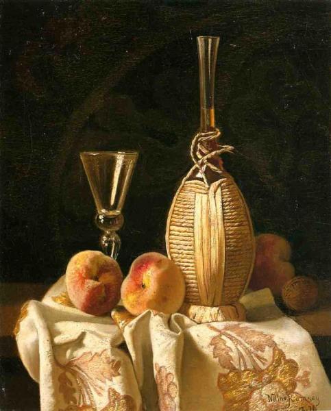 Milne Ramsey Still Life With Peaches And Wiine