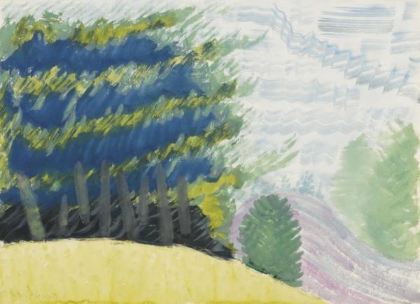 Evergreen In Spring (mountains And River) by Milton Avery