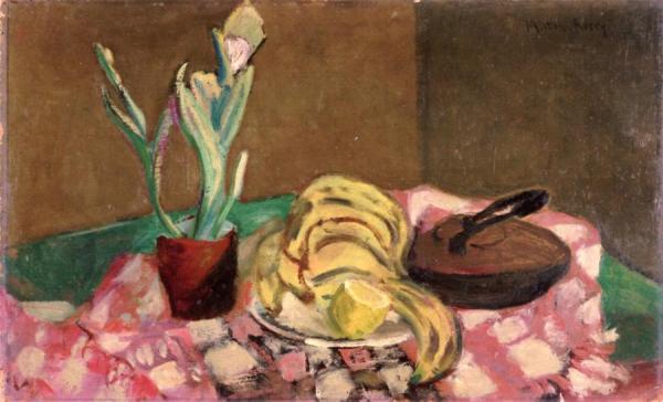 Still Life With Iron, Plant And Bananas by Milton Avery