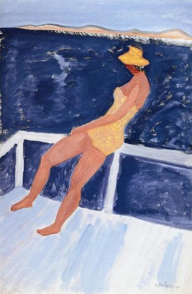Sunbather On Sun Deck by Milton Avery