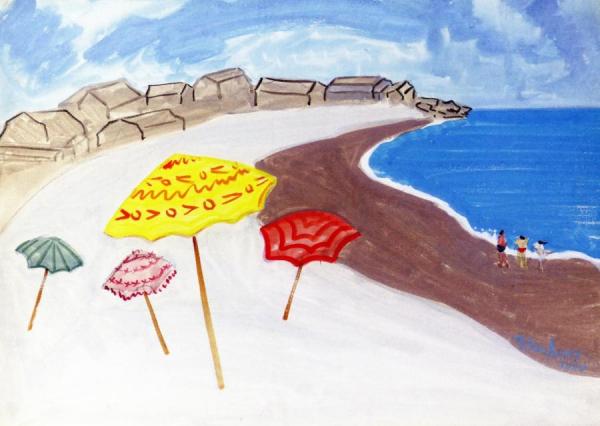 Umbrellas By The Sea by Milton Avery