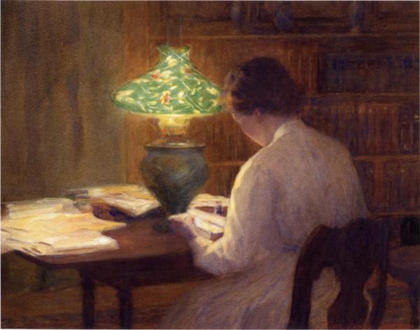 The Evening Lamp by Mina Fonda Ochtman Oil Painting Reproductions