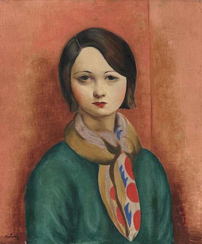 Girl On Red Background, 1928 by Moise Kisling