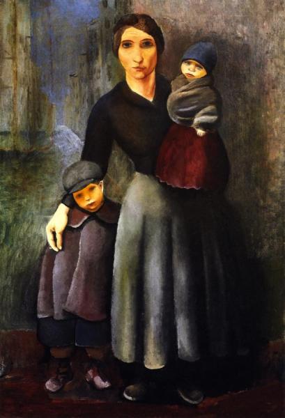 A Mother And Her Children by Moise Kisling
