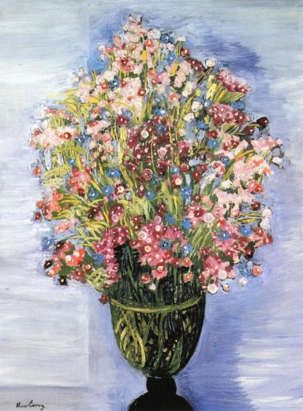 Flowers In A Green Vase by Moise Kisling