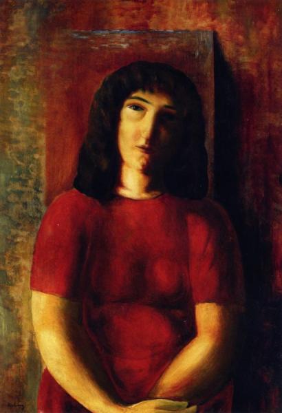 Girl In A Red Dress by Moise Kisling