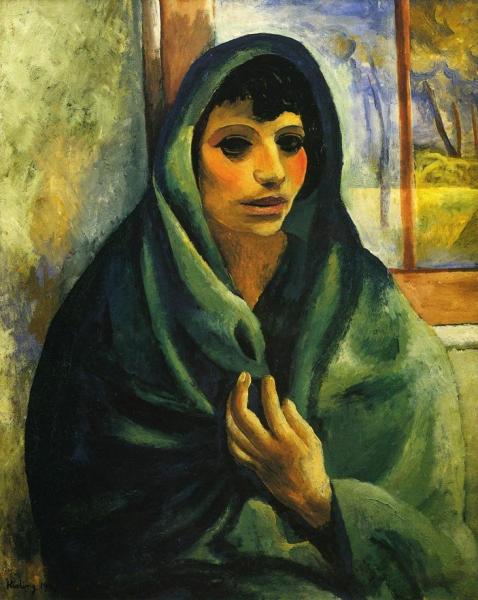 Girl With Green Shawl by Moise Kisling