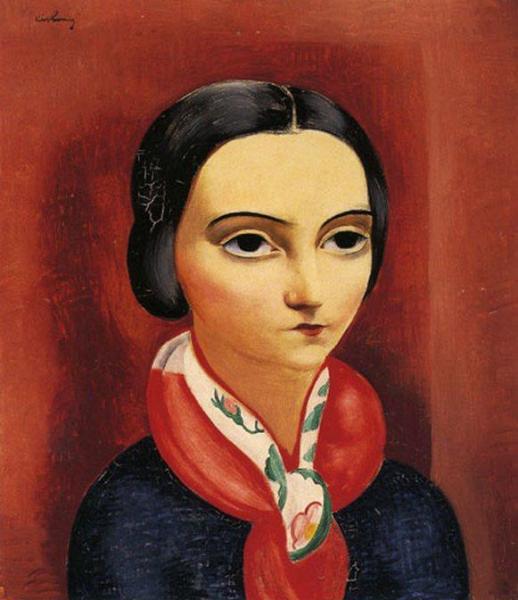 Jeune Femme Brune Au Foulard by Moise Kisling