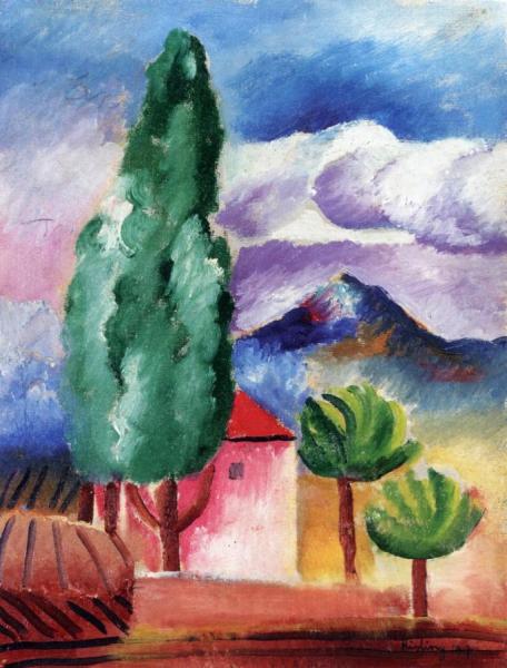 Landscape With Cypress, Saint-tropez by Moise Kisling