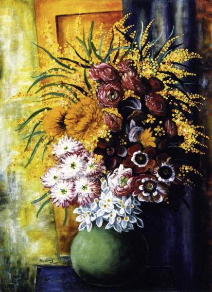 Large Bouquet Of Flowers With Minosas by Moise Kisling