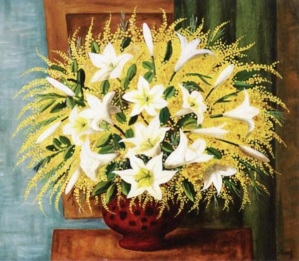 Lilies And Mimosas by Moise Kisling