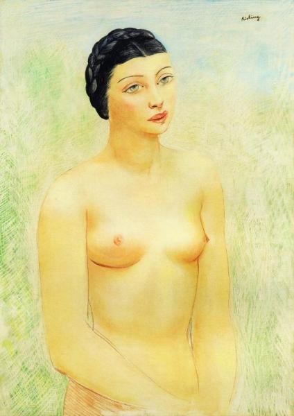 Nude With Braided Hair by Moise Kisling
