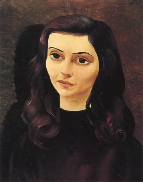 Portrait Of A Brunette Woman by Moise Kisling