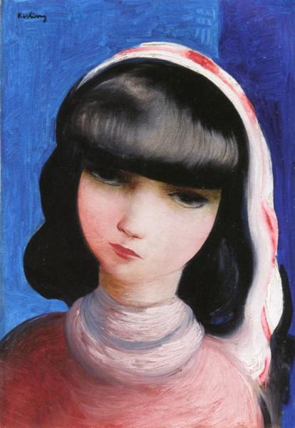 Portrait Of A Young Brunette by Moise Kisling